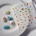 5D Embossed Colorful Lotus Leaf Small Fish Soft Relief Nail Art Stickers DIY Podazz. 