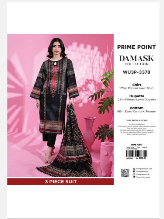 New Women Clothing Prime Point Damask Collection Unstitched Fabric Traditional Clothing