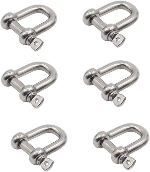 4%20or%206%20or%208-Piece%20Pack%20-%20M4%20Stainless%20Steel%20Dee%20Shackle%205/32"%20(4mm)%20Forged%20D%20Shackle%20with%20Screw%20Pin,%20Silver%20Color%20-%20Image%202