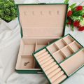 Jewelry organizer Box - Women Display Storage Case Large PU Leather Jewelry Holder with Lock for Earring Ring Necklace Bracelet. 