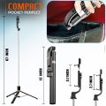 4 in 1 Wireless Selfie Stick & Tripod With Light - 100cm / 170cm With & Without Light - Tripod, Selfie Stick, Selfie Light, Bluetooth Shutter - Foldable & Portable For All Mobile Phones With Detachable Charging Cable - Black & Pink. 