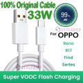 Oppo 33 Watt Supervooc original Fast Charger Cable For OPPO A96 A76 F19 F19 Pro Find N X K9X R11 R17 Reno 7 se 6 Pro With 1M Oppo 33w USB to Type-C Cable. 