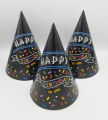 HAPPY BIRTHDAY BLACK THEME BIRTHDAY CAPS PACK OF 10 BIRTHDAY PARTY CAPS. 
