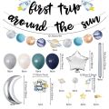 58PCS Solar System Party Balloons Set Space First Trip Around The Sun Decorations Birthday Banner Solar System 1st Birthday Decorations Boy First Trip Around The Sun Cake Topper Galaxy Party Supplies Set. 