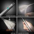 Stainless Steel Cleaning Brush, Cookware Wire Scrubber Brush Heavy Duty with Long Handle, Kitchen Steel Flexible Wire Cleaning Brush Dishes Pan Cleaning Scrubber. 