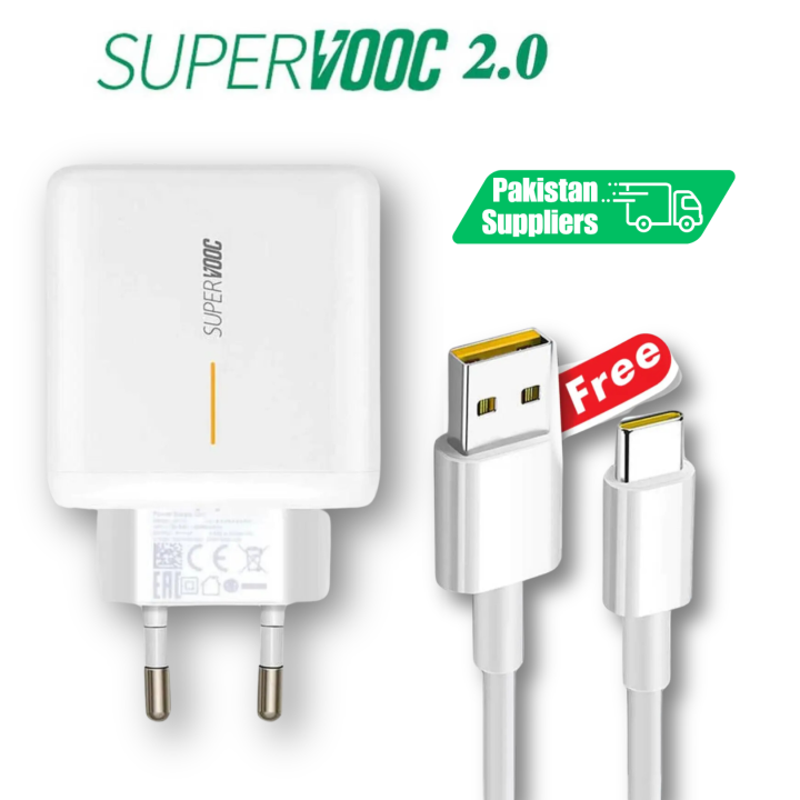 Oppo Super Vooc Charger with USB C-Type Fast Charging Cable / Oppo Reno Ace 65 W Charger / Oppo_65W Super VOOC Charger/ imported 65w charger / 65watt fast Charging Cable / Compatible for OPPO Realme and Oneplus Smartphones