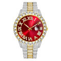 New TEMU Diamond Luxury Steel Belt Quartz Watch   Diamond Hip Hop Cuban Bracelet with Suit Watch. 