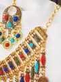 Afghani Jewelry Set – Colorful Handmade Gold-Plated Necklace, Earrings with or without Tikka for Women, Traditional Set. 