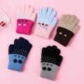 New Hot Lovely Baby Kids Boys Girls Cartoon Cat Thick Knitting Mittens Kids Gloves. 