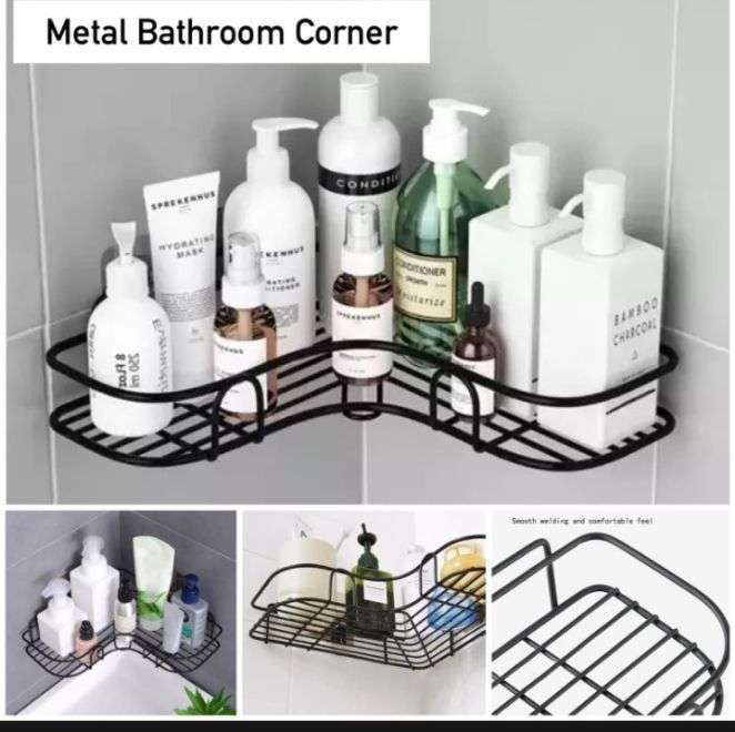 Bathroom kitchen Punch Corner Frame1 Pcs Shower Shelf Wrought Iron Shampoo Storage Rack Holder bathroom accessories