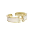 H Letter Crystal Enamel Opening Rings for Women Girl Party Accessories. 