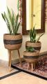 Seagrass Plant Pots With Wooden Legs, jute Standing Planter, Flower Pots with Mounting Legs, Storage Basket, Seagrass Plant Baskets for Indoor Outdoor Use, Plant Flower Floor Stand. 
