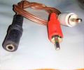 3.5mm Female Aux to 2-Male RCA Audio Stereo Cable - Spiral Shielded, Molded Connectors for Enhanced Sound Quality. 