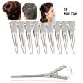 Hair Sectioning Clips, 12 Metal Single Hole Curl Setting Section Duckbill Hairpin for Hairdressing Salon. 