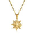 【IKE】Sun Necklace Stainless Steel Plated Dainty Gold Chain Sun Pendant For Charm Women Birthday Party Fashion Jewelry. 