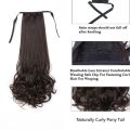 Long Curly Ponytail Wig Light Brown Drawstring Clip In Ponytail Hair Extensions Synthetic Heat Resistant Hair Tail. 
