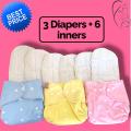 Premium Reusable Cloth Diapers for Babies 0-6 Years - Eco-Friendly, Washable, Lightweight, with Lamination - Various Patterns Flexible Free Sizing Diapers Adjustable Pamper. 