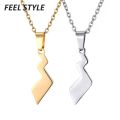Cute Pokemon Pikachu Tail Pendant Necklace Stainless Steel Cartoon Lightning Shape Necklaces For Men Women. 