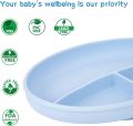 Baby Products Silicone Plate Tableware, 3 Section Oval Baby Feeding Plate, Spill-proof Children's Catering Food Grade Baby Suction Cup. 