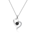 Eternal Affection Stainless Steel Heart Pendant Necklace with 100 Languages I Love You Display. 