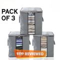 pack of 3 Home Storage Bag foldable non woven Oxford Cloth Bedding Suits Pillows Closet Organizer bags Organizer Zipper Bag TOPSKY space saver boxes,Portable Charcoal Clothes Blanket Large Folding Bag Storage Box Organizer,space saver bags storage bags. 