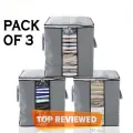 pack of 3 Large Capacity Storage Bags Clothes Blankets Closet Organizer Moving Tote Bag Zipper Durable Handbag Luggage. 