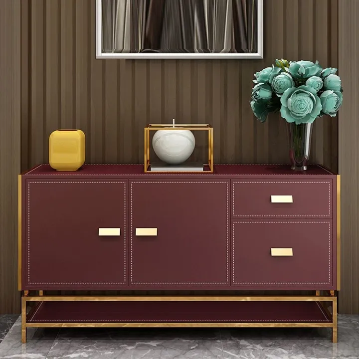 Modern%20Green%20Sideboard%20Buffet%20Table:%20Elegant%20Cabinet%20with%203%20Doors,%201%20Drawer,%20and%20Gold%20Frame%20Accent%20-%20Image%204