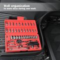 46 pcs Socket Wrench Set 1/4"Drive Metric Mechanic Tools Kit Mini Socket SET, Bit Ratchet Sockets with Extension Bar for Automotive, Car, Bike, Household and Auto Repairing with Storage Case. 