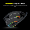FunBug Wireless Bluetooth RGB Headphones with Built-in Microphone - Wire Less & Wired Stereo Gaming Headset Headband with Noise Cancelling Microphone - Earphones Gift for Android Mobile iPhone, PC, Laptop, Tablet, Pubg with Memory Card & AUX input - Black. 