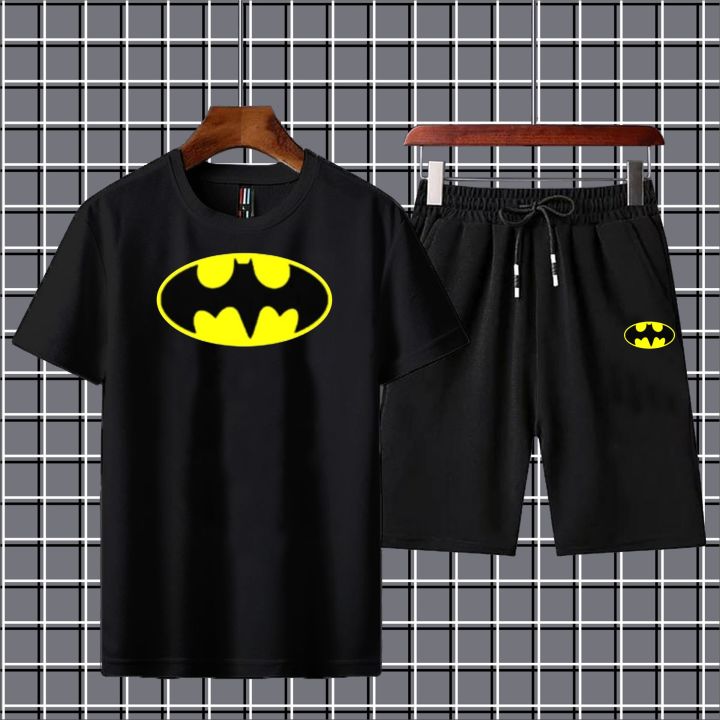 BATMAN printed Fabric T-Shirt & Short for Summer Elegant Suits Gym Track Suit T shirts shorts Casual Wear for Men/Girls/Women