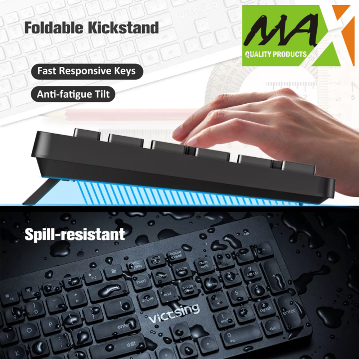 Victsing Wireless Keyboard And Mouse Combo Ultra Slim Thin Keyboard Silent Mouse Set 2.4G Wireless Connection For Notebook, Laptops, computers And Etc. Model:PC176.Available at an affordable price on MaxShop.