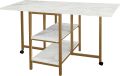 Folding Dining Table with 2 Storage Open Shelf,Drop Leaf Extension Dining Table,Top Folding Kitchen Table, Side Table , Writing Table. 