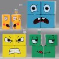 Face Change Cube Game Toy Montessori Expression Puzzle Building Blocks Toys Early Learning Educational Match Toy for Kids Toy. 