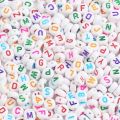 100/Pcs white Mix Letters' Alphabet Beads for Art and Craft & DIY Jewelry Making. 