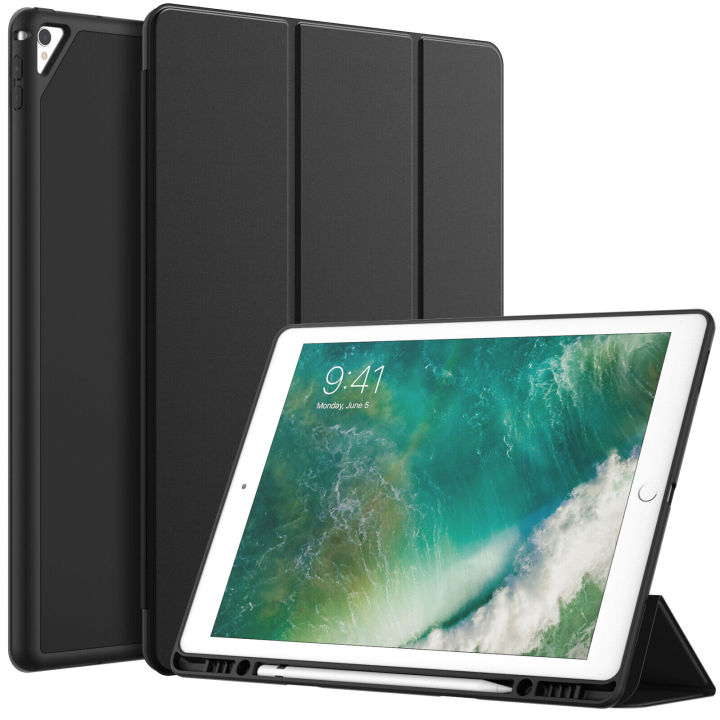 For CASE i|Pad Pro 12.9 Inch (2015/2017 Model, 1st/2nd Gen) with Pencil Holder, Slim Tablet Cover with Soft TPU Back