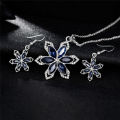 Cccam Espa?a 2022 Estables Ofertas Navide?as Liquidaciones Collar De Cristal Azul Con Forma De Flor De Seis Pétalos Para Novia Collar De Nieve Con Personalidad Estilo Retro Regalo De Aniversario De Boda. 