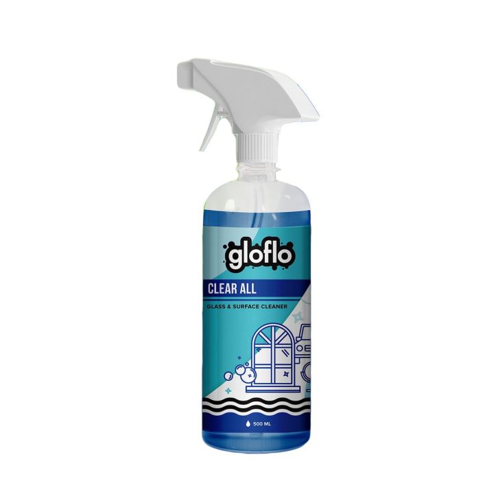 GLOFLO CLEAR ALL | GLASS CLEANER | CLEAR & SHINY WINDOW CLEANER BLUE COLOR
