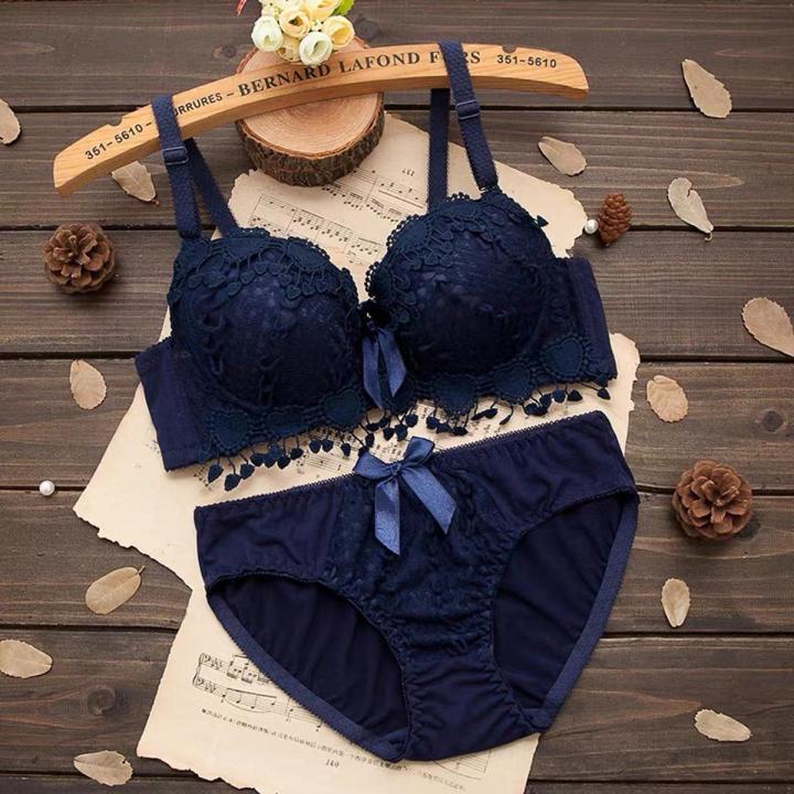 New Sexy Design Bra Set Unique Lace Style With painty Set For Women Padded or Removable Pad Wire Bra For Girls Net Style Underwear (skin, blue, red, black and Green color available We may send any color  size (30 to 38)