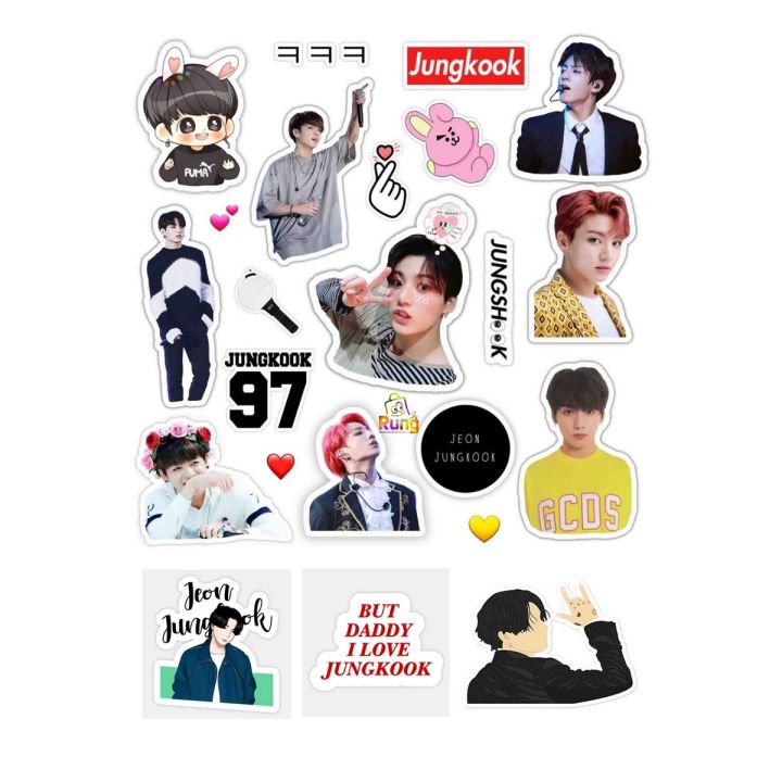 bts jungkook kpop sticker sheet uncut