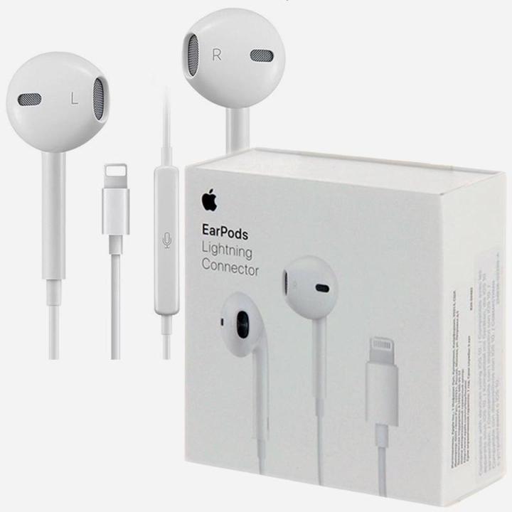 ORIGINAL EARPODS LIGHTNING CONNECTOR iPhone Handsfree ( LIGHTNING & 3.5MM ) | Built-In Microphone / Colour White | Compatible On ( iPhone 7,7Plus, 8, 8 Plus, X Series, 11 Series, 12 Series, 13 Series, 14 Series )
