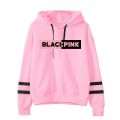 Black pink pullover fleece hoodie for women. 