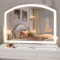MR>A BRAND Vanity Mirror with Light, 32" x 24" Arched Led Makeup Mirror with 10X Magnification, Tabletop Desk Mirror, Dimmable 3 Colors Mode. 