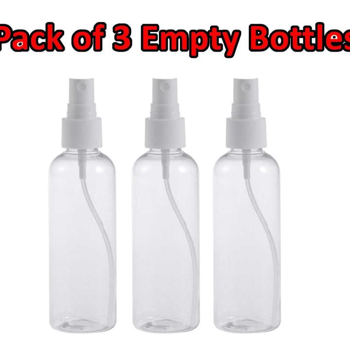 Pack of 3 Empty Plastic Spray Bottle 120 ml refillable empty clear spray bottles Empty Plastic Spray Bottle 120 ml refillable empty clear spray bottles Rose Water Spray bottles