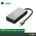 UGREEN 20418 Mini DisplayPort Thunderbolt 2 to HDMI DVI VGA Adapter 4K Resolution Converter Video 3 in 1 Adapter Cable. 