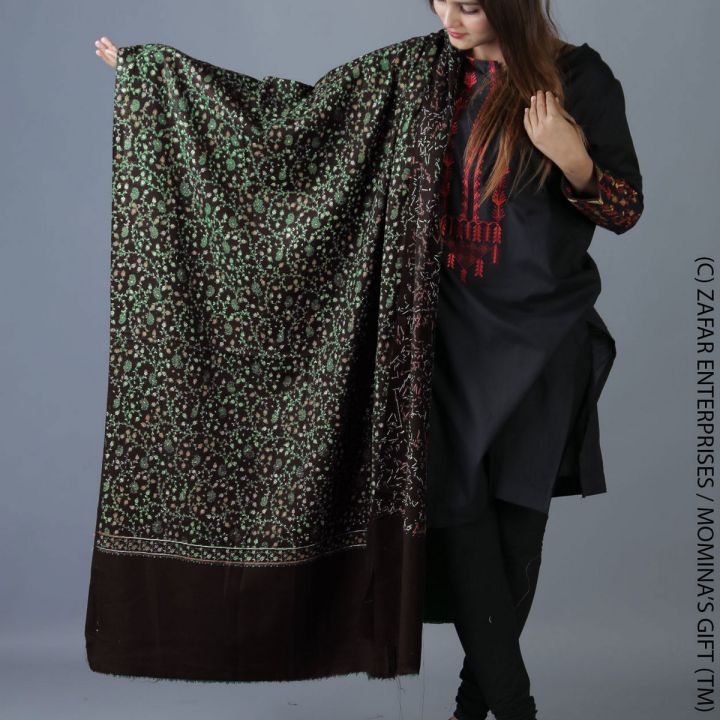 Shawl For Women Full Kashmiri Block Print and Sui Handwork Jaal