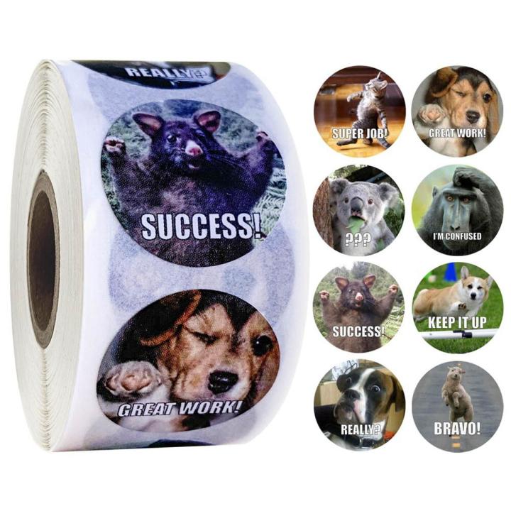 【2023】 500Pcs/roll Reward Stickers for Teachers Fun Motivational Incentive Stickers for Kids Trendy Animal Meme Toys Stickers