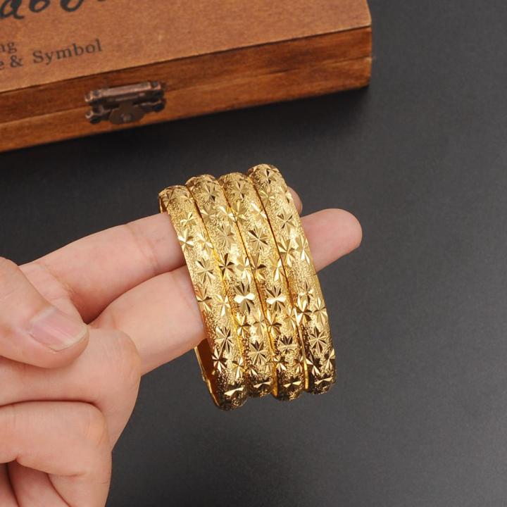 【happy one】2pcs Gold Dubai Bride Wedding African/Arab/Middle Bracelet  Bangle Jewelry birthday Chines gift