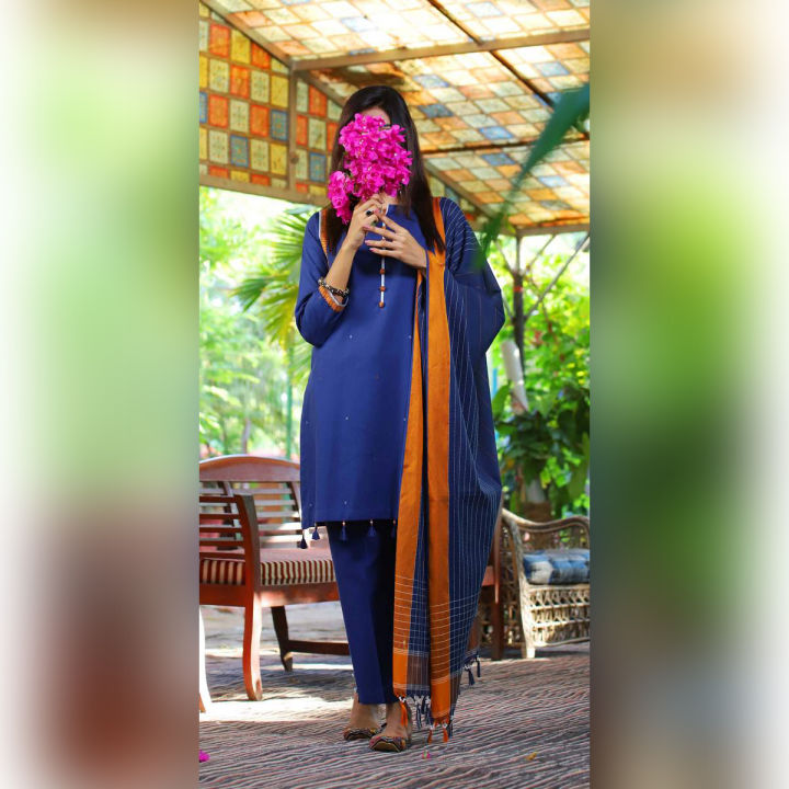 Voile%20Mystical%20Blue%20Hand-Woven%20Kurti%20-%20Image%203