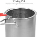 Generic Deep Frying Pan, 304 Stainless Steel Deep Frying Pan with Strainer Basket, Mini Fryer, Multi-Purpose French Fries, Cooking Pot for French Fries, Fried Chicken. 
