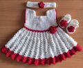 Handmade Crochet Dress Set for baby girls/Crochet Frock for baby girls/Crochet Clothes for Baby Girl/Crochet Woolen Frock/Cap and Shoes. 